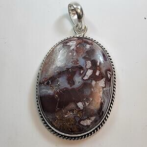Necklace Pendants Brecciated Jasper Handmade Jewelry in Sterling Silver Setting